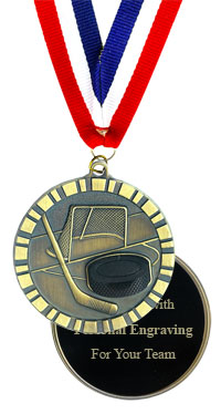 Hockey 3-D Medal - Engraved