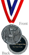 Antique Silver Engraved Music Medal