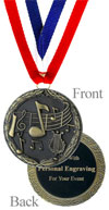 Antique Gold Engraved Music Medal