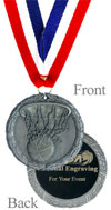 NTBA Engraved Antique Silver Basketball Medal