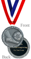 Antique Silver Engraved Soccer Medal