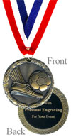 Antique Gold Engraved Soccer Medal