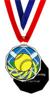 Enameled Softball Medal