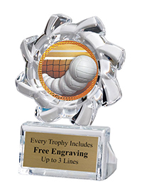 Volleyball Sunburst Acrylic Award