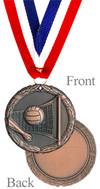Antiqued Bronze Volleyball Medal
