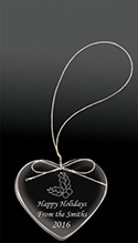 Crystal Heart Ornament - Holly Design