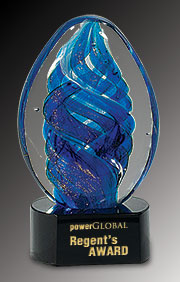 Blue Oval Art Glass Award