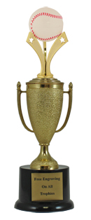 12" Baseball Cup Tri-Star Pedestal Trophy