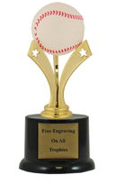 7" Pedestal Tri-Star Baseball Trophy