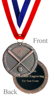 Antiqued Bronze Engraved Softball Medal