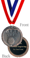 Engraved Antiqued Bronze Basketball Medal 