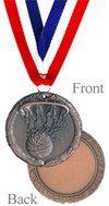 Antiqued Bronze Basketball Medal