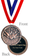 Engraved Antiqued Bronze Bowling Medal