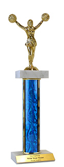 silver CHEERLEADING pon trophy award wide marble base eagle trims 