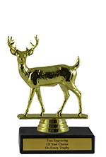 6" Buck Deer Economy Trophy with Black Marble base