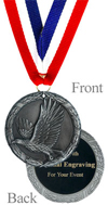 Antique Silver Engraved Eagle Medal