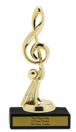 7" Music G-Clef Economy Trophy with Black Marble base
