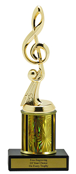 9" Music G-Clef Economy Trophy with Black Marble base