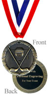 Antique Gold Engraved Hockey Medal