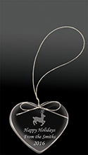Crystal Heart Ornament - Reindeer Design