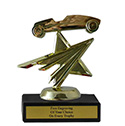 4" Pinewood Derby Star Economy Trophy with Black Marble base