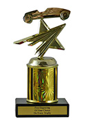 6" Pinewood Derby Star Economy Trophy with Black Marble base