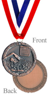 Antiqued Bronze Swimming Medal