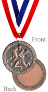 Antiqued Bronze Wrestling Medal